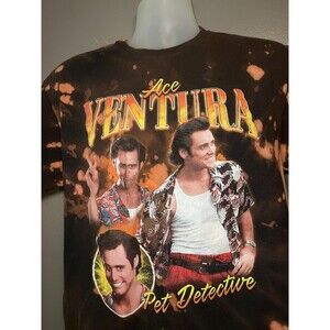 Ace Ventura Pet Detective Shirt Mens Large Black Bleach Tie Dye Movie Graphic